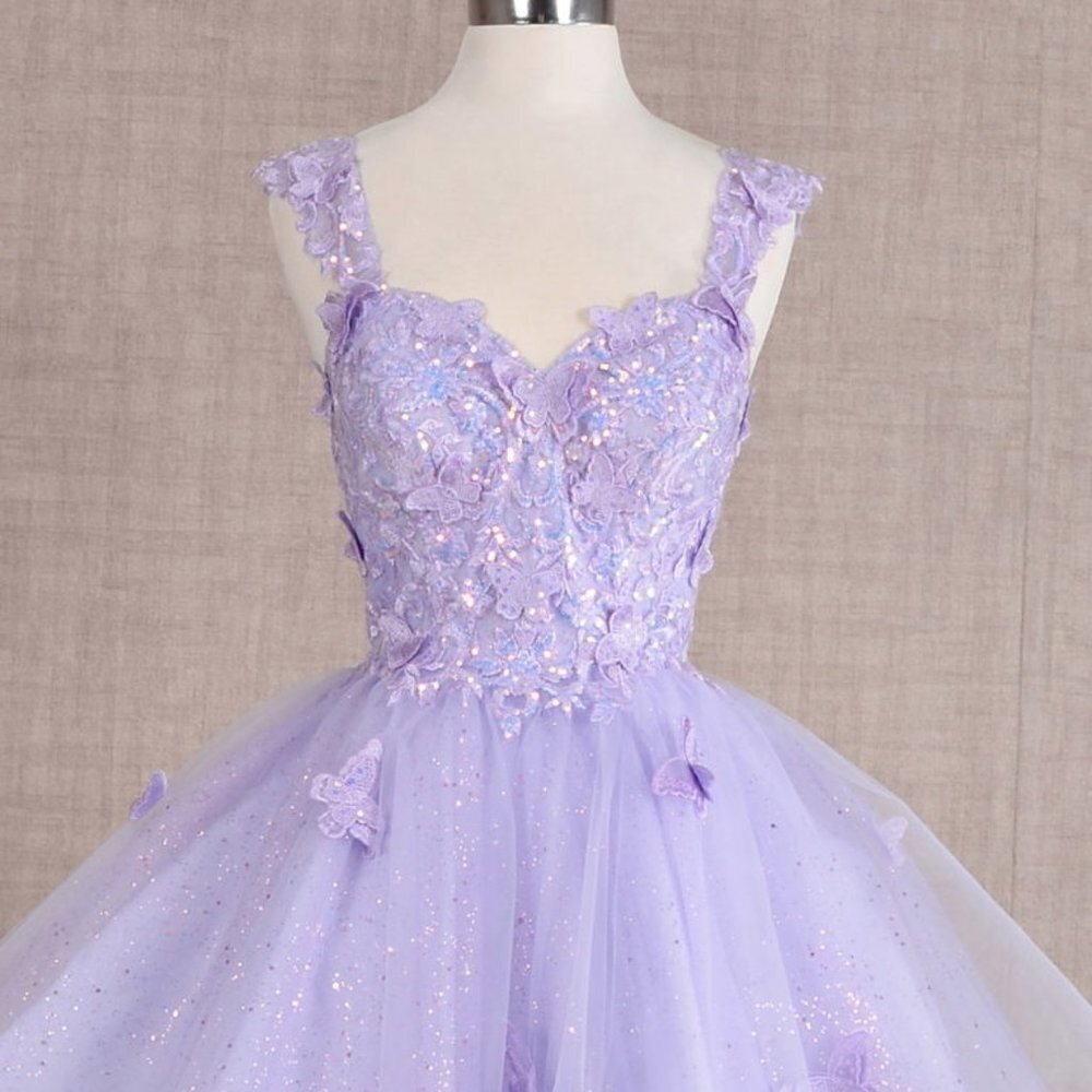 NEW SHORT BABY DOLL DRESS EMBROIDERED WITH SEQUINS AND BUTTERFLY LACE GL GS3186